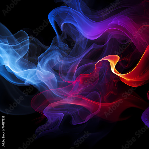 Abstract swirls of smoke on a black background.