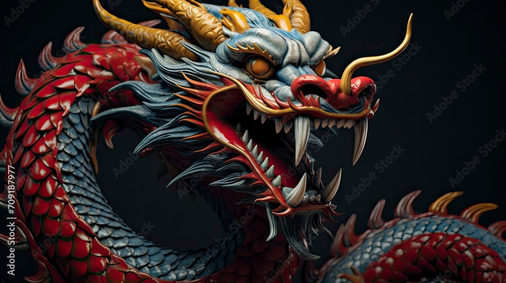 chinese dragon, copy space - generative ai chinese dragon, copy space - generative ai