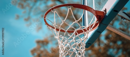 Basketball hoop's white net.