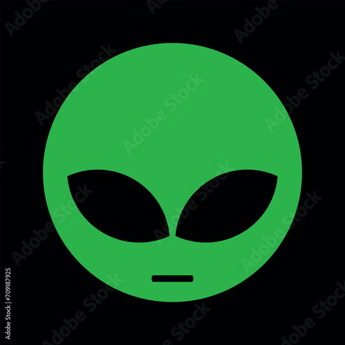 green alien head with black background to edit