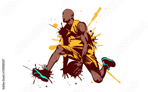 vector silhouette of basketball player athlete with interactive design style. Dribble. Design with the concept of national sports celebration. basketball player
