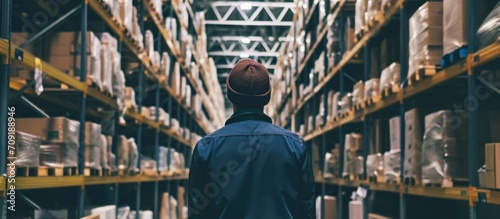 Warehouse employee using a forklift to distribute goods.