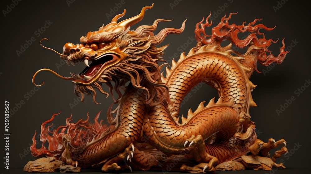 chinese dragon, copy space - generative ai