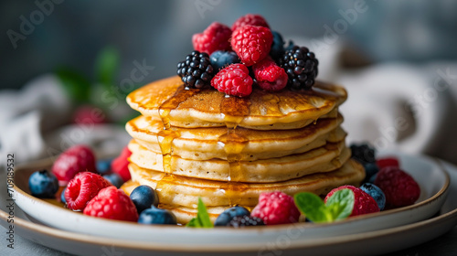 Wallpaper Mural Coconut Flour Pancakes with Fresh Berries and Maple Syrup Torontodigital.ca