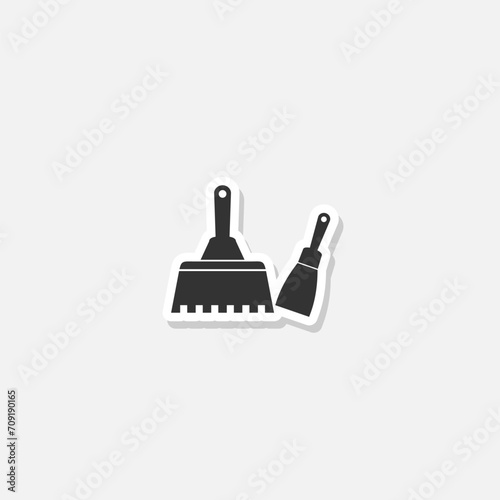 Putty knives icon sticker isolated on gray background