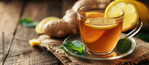 Ginger-lemon tea on a table