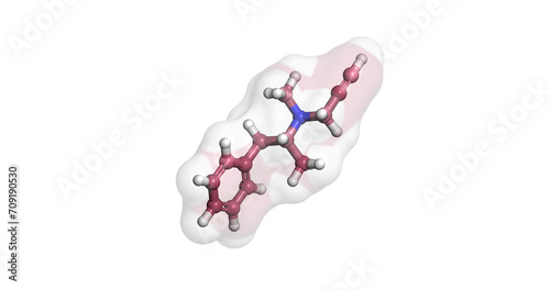 Selegiline, monoamine oxidase inhibitor drug for treating major depressive disorder and Parkinson's, 3D molecule 4K photo