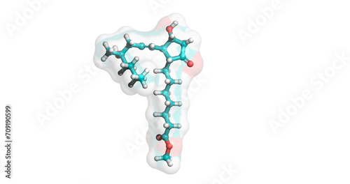 Misoprostol (Arthrotec, Cytotec, Mifegymiso), drug for NSAID related ulcers, managing miscarriages, post-partum hemorrhage, and first trimester abortions, , 3D molecule 4K photo