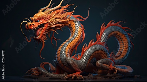 chinese dragon, copy space - generative ai © Nia™