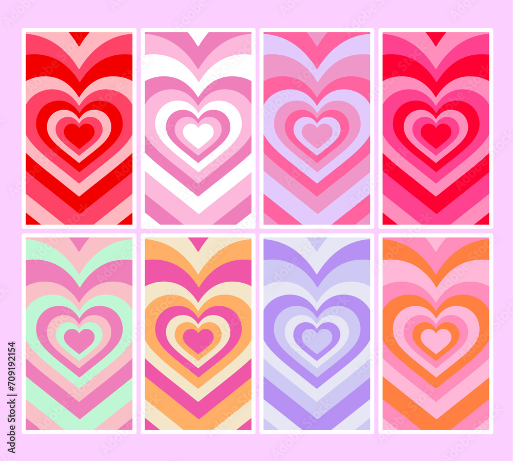 set of heart backgrounds for social media stories valentines day 