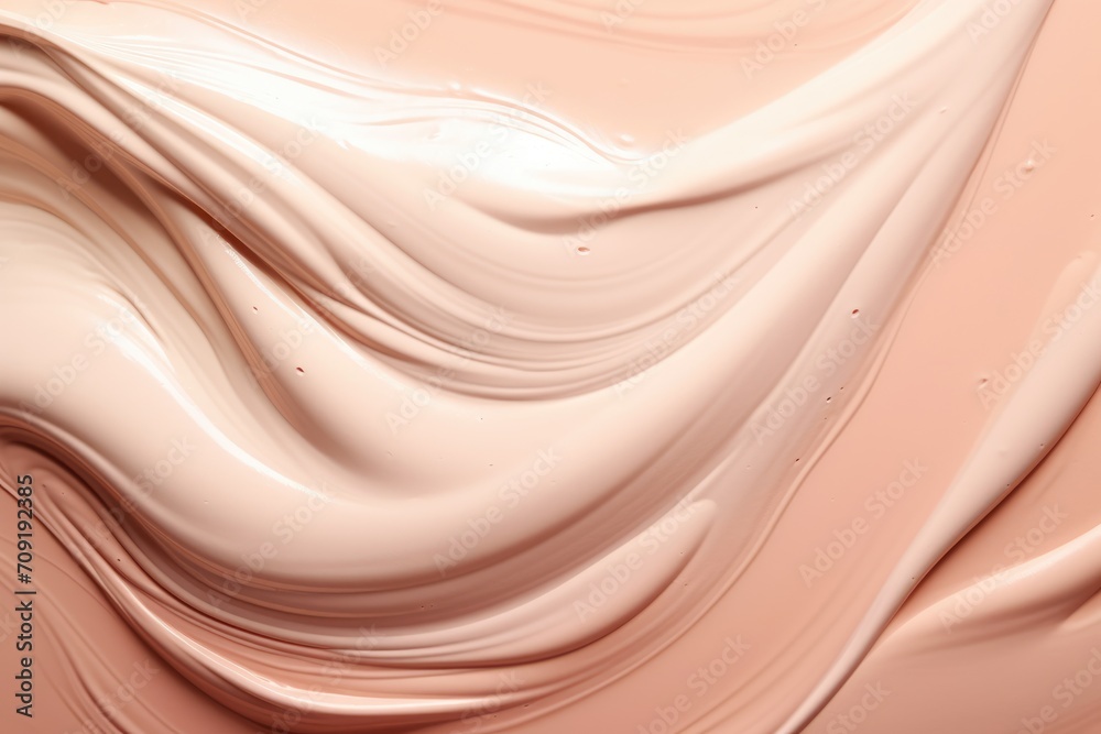 Cosmetic cream texture, beige foundation and pink primer on beige pink background. Cosmetic cream texture, beige foundation and pink primer on beige pink background.