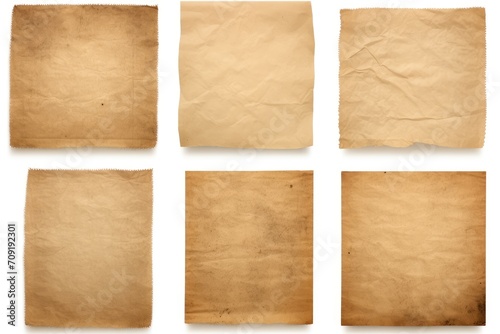 Old papers set, Vintage paper concept or background. collection isolated on white. Ideal for antique textured, retro, material design.