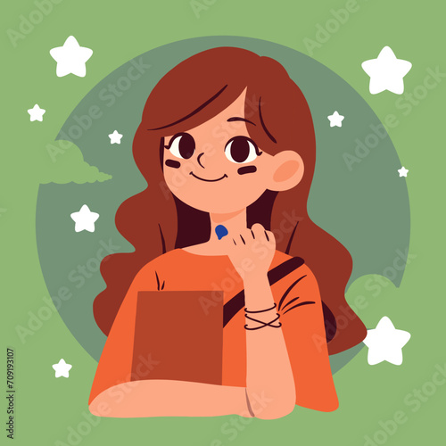 vector illustration of a young women proudly participating as a voter in the election process photo