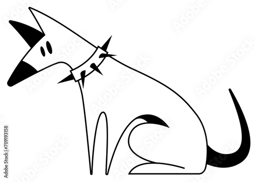 vector linear illustration of a funny cute pitbull dog isolated on a white background. Useful for pet stores, dog clothing, dog products, dog courses, dog food, kennel clubs, printing, cards, web