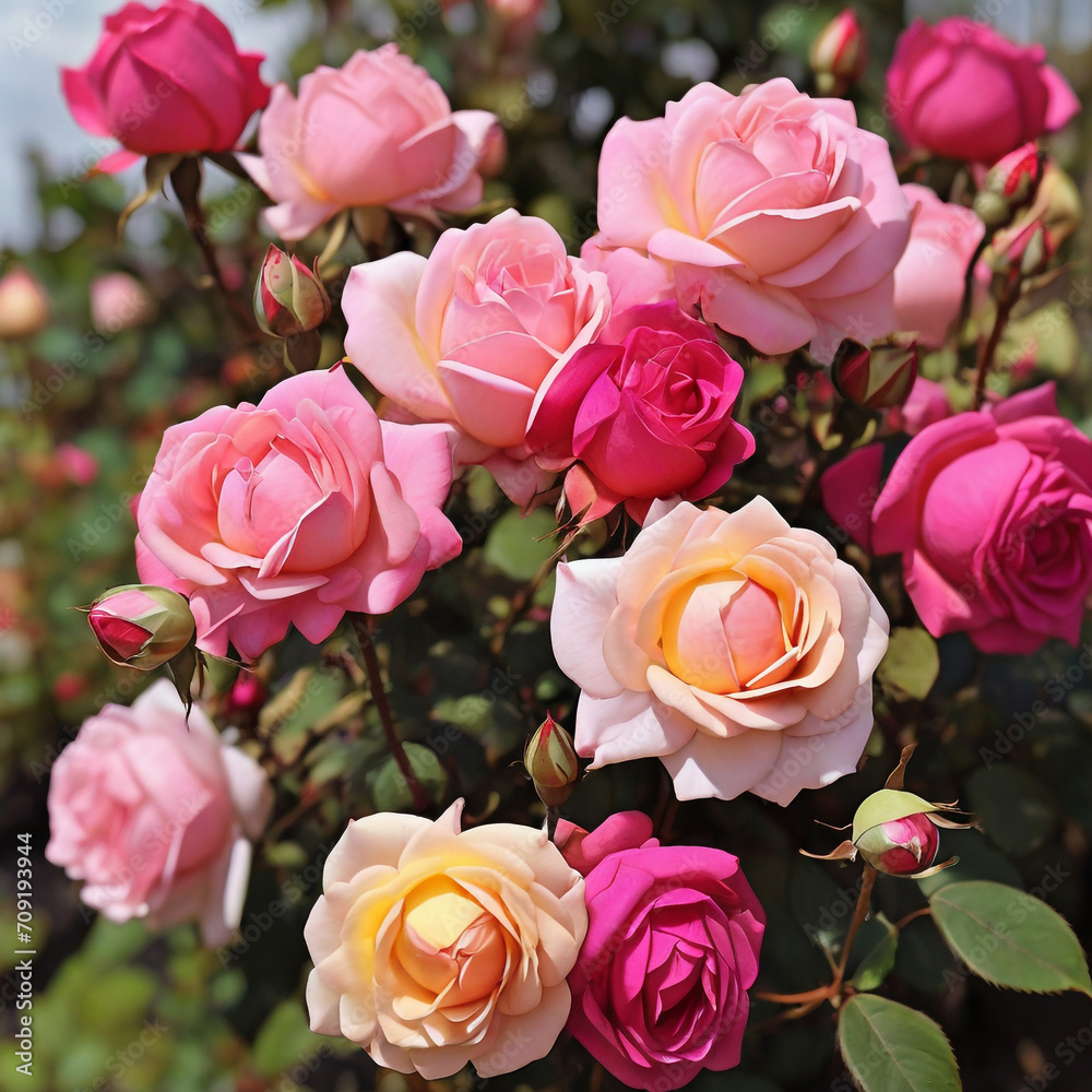 bunch of roses pink roses background roses in bloom rose buds flower garden pink color