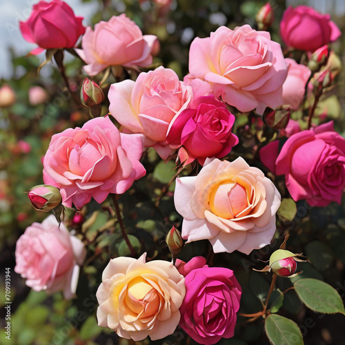 bunch of roses pink roses background roses in bloom rose buds flower garden pink color