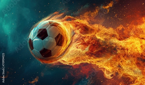 a soccer ball being blown by fire