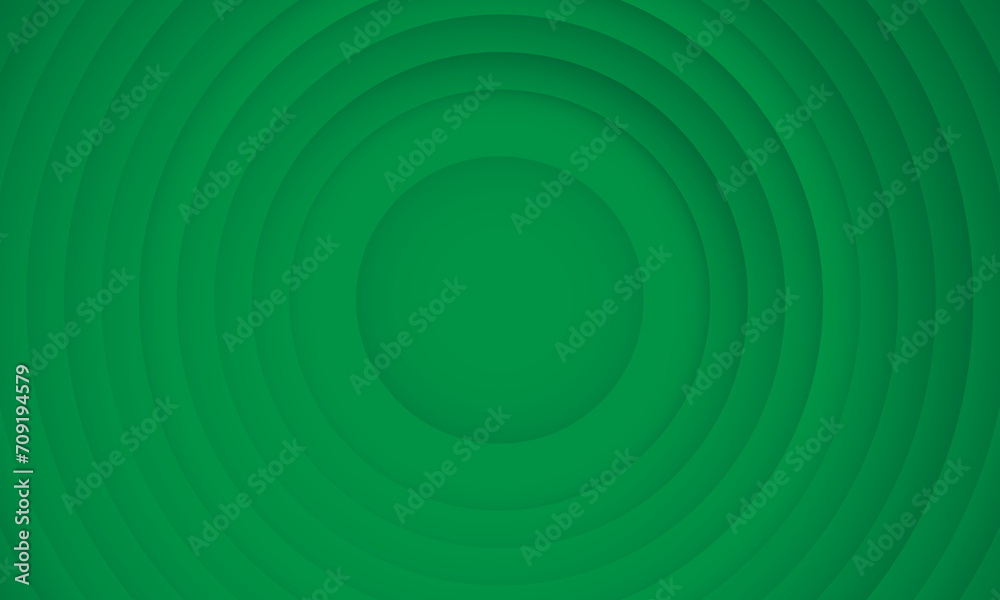 Abstract circle layers texture on green background with shadow.