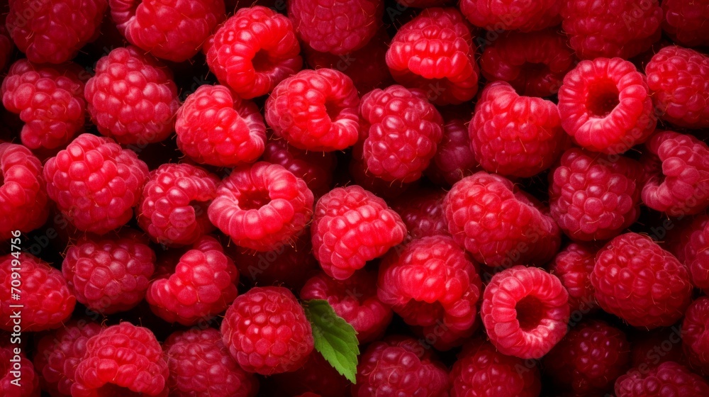 Lot ripe red raspberries as background. Neural network AI generated art
