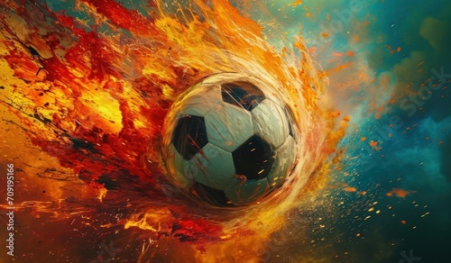 a soccer ball being blown by fire