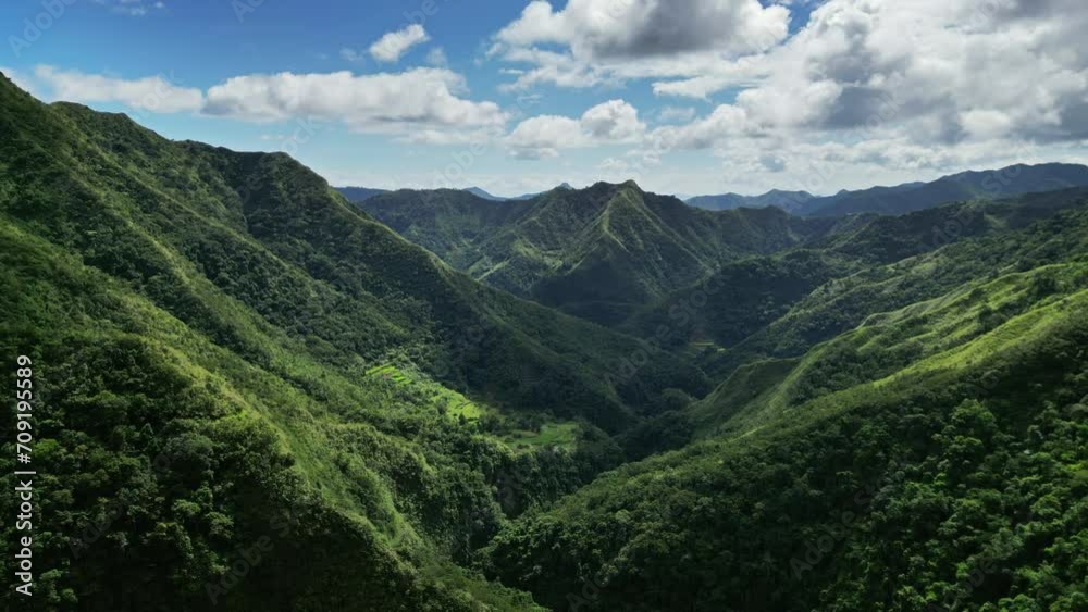 Aerial view of picturesque Cordillera mountains in Ifugao Province, Luzon Island, Philippines, 4k