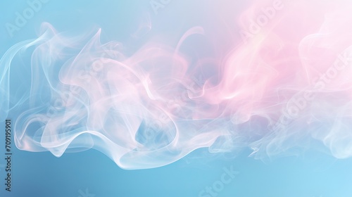 Serene light blue abstract background with elegant white smoke and subtle pink illumination – ideal for presentations and creative projects