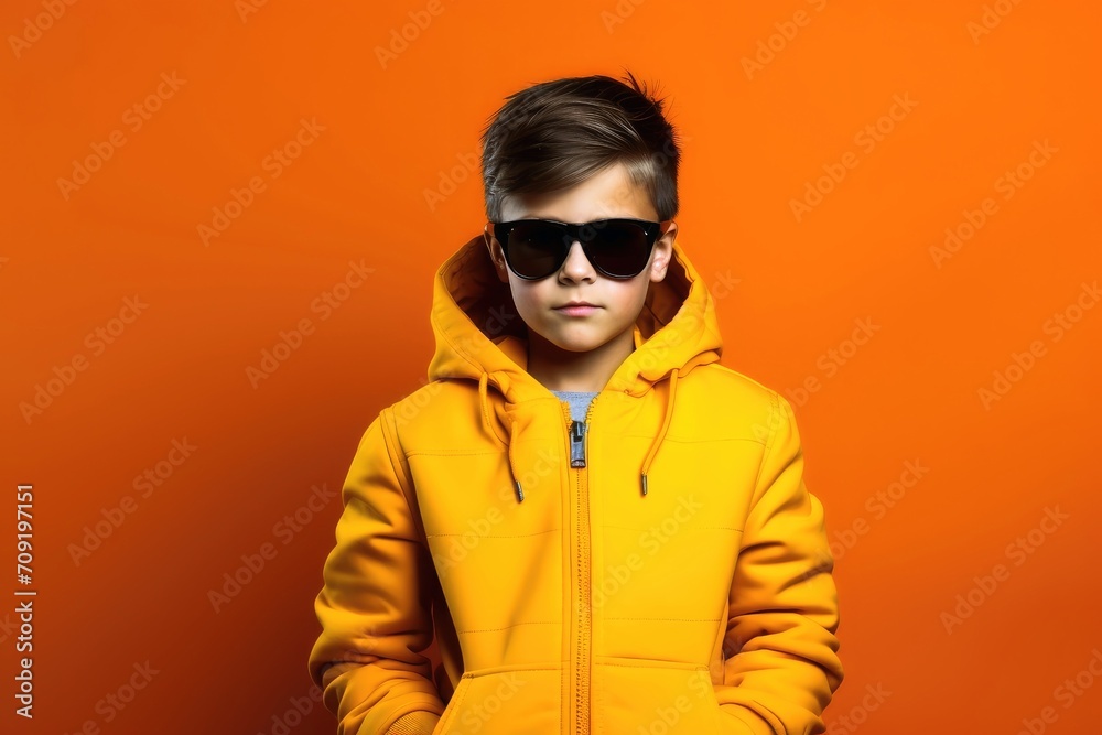 Young kid fashion model on a single colored background. Young kid fashion model on a single colored background.