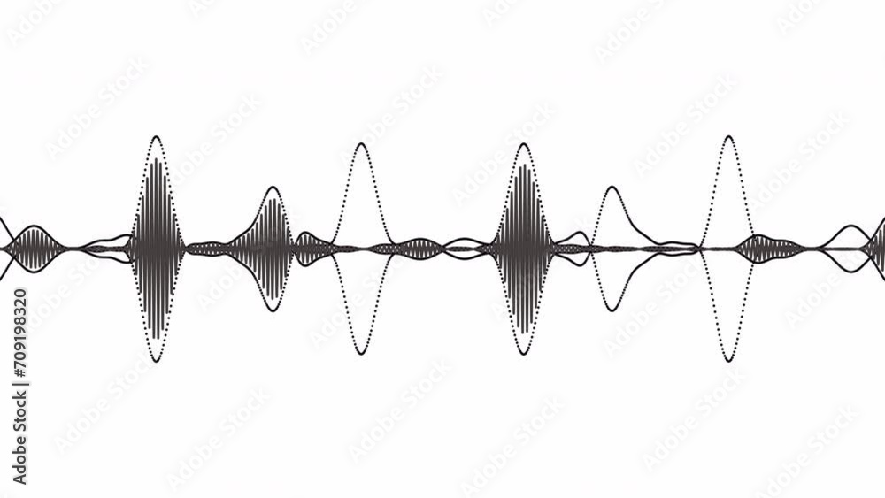 4k abstract music sound wave or audio wavefrom isolated on white background.Line digital minimalist voice and soundtrack.