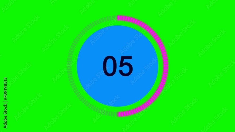 Stylish blue and pink 10 second countdown timer on dark blue background. Smooth circular animated indicator. Blue and pink colors on a green background. Stylish blue and pink 10 second countdown timer on dark blue background. Smooth circular animated indicator. Blue and pink colors on a green background.