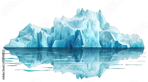 Graphic banner of an iceberg in the sea. Transparent background