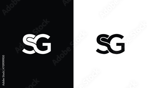 Creative Letter SG Monogram Logo Design Icon Template White and Black Background