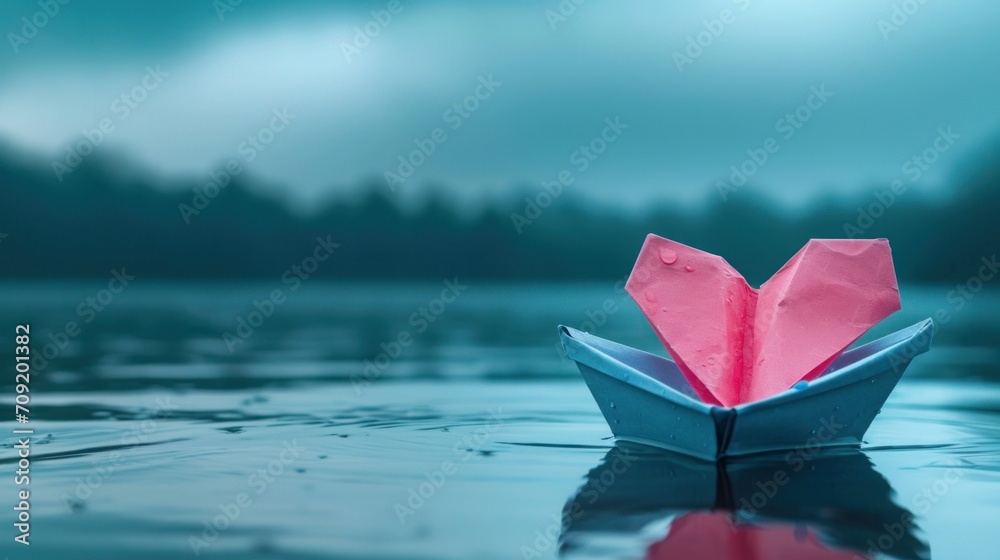 paper boat with heart shape
