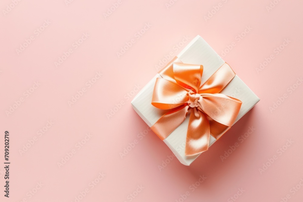 white large orange gift box on pink pink background white large orange gift box on pink pink background