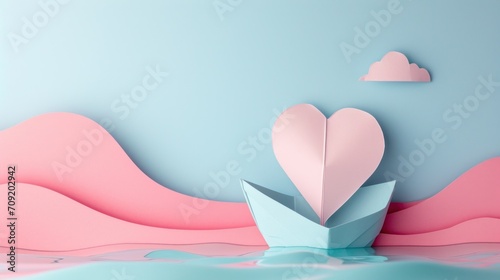 paper boat with heart shape