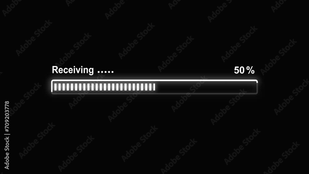 Receiving progress bar animation on black screen ,Receiving bar loading progress indicator from 0% to 100% . Receiving complete progress bar with counting number of percentage Receiving progress bar animation on black screen ,Receiving bar loading progress indicator from 0% to 100% . Receiving complete progress bar with counting number of percentage