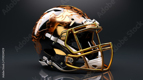 Golden american football helmet 