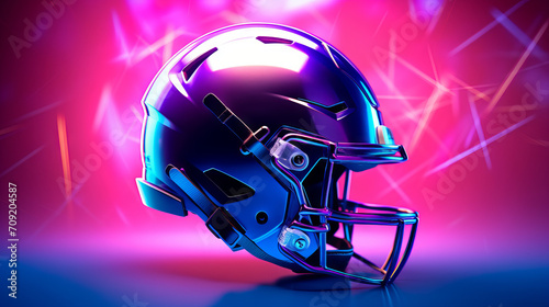american football helmet in neon colors synthwave