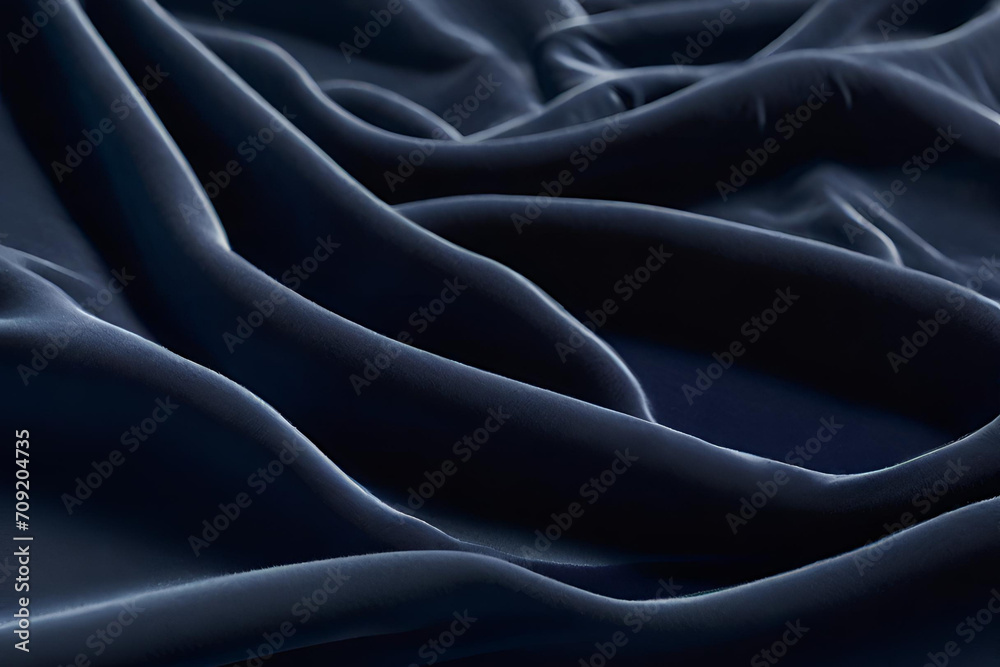 Obraz premium A luxurious blue upholstery fabric with wave patterns