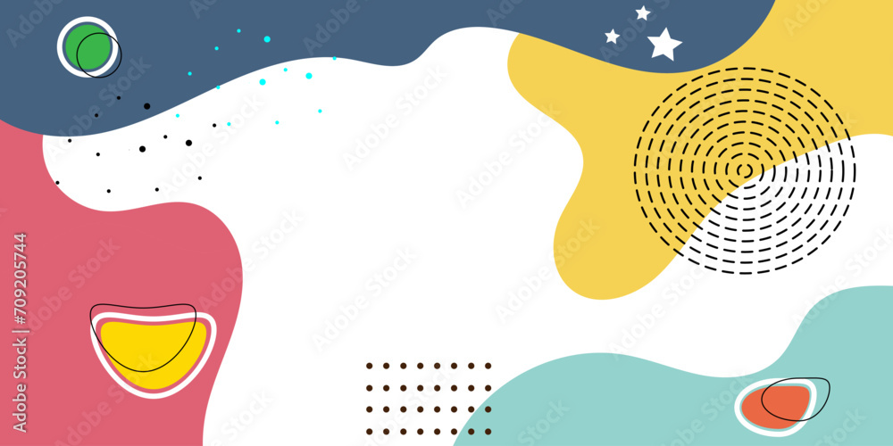 Abstract pop art background with wave pattern, and dotted. Memphis Pattern of Geometric Shapes. Vector pattern. Color wave template and presentation design