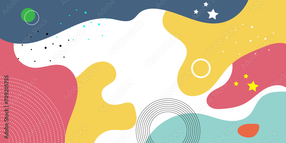 Abstract pop art background with wave pattern, and dotted. Memphis Pattern of Geometric Shapes. Vector pattern. Color wave template and presentation design
