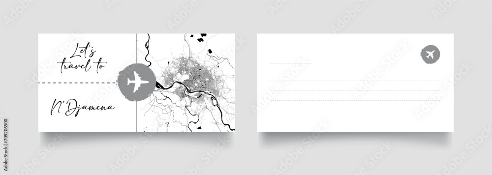 Travel Coupon to Africa Chad N Djamena postcard vector illustration Travel Coupon to Africa Chad N Djamena postcard vector illustration