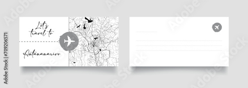 Travel Coupon to Africa Madagascar Antananarivo postcard vector illustration