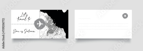 Travel Coupon to Africa Tanzania Dar es Salaam postcard vector illustration