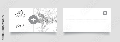 Travel Coupon to Asia Afghanistan Kabul postcard vector illustration