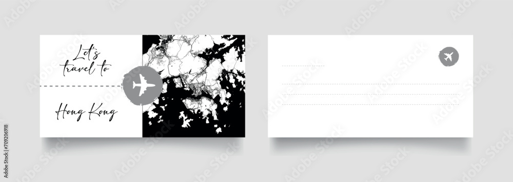 Travel Coupon to Asia China Hong Kong postcard vector illustration