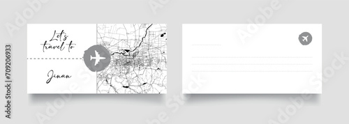 Travel Coupon to Asia China Jinan postcard vector illustration