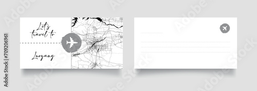 Travel Coupon to Asia China Luoyang postcard vector illustration