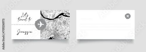Travel Coupon to Asia China Jiangyin postcard vector illustration