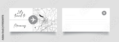 Travel Coupon to Asia China Maoming postcard vector illustration