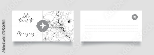 Travel Coupon to Asia China Mianyang postcard vector illustration